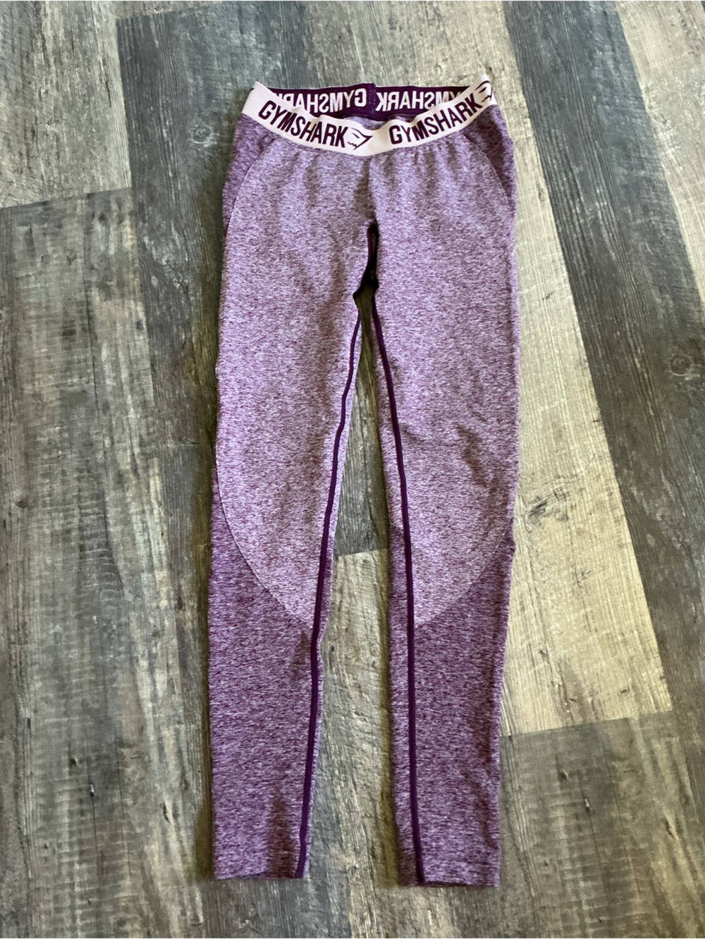 Gymshark Purple Seam-Detail Logo Waistband Leggings